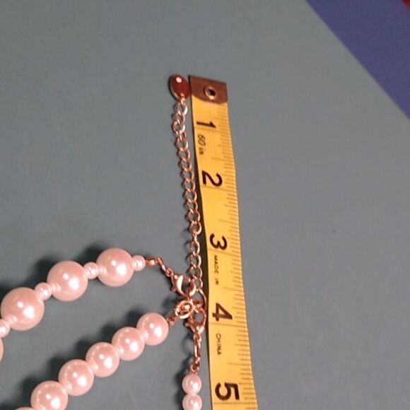 Elegant White Three Strand Faux Pearl Necklace Cottagecore Wedding Prom - Picture 6 of 9